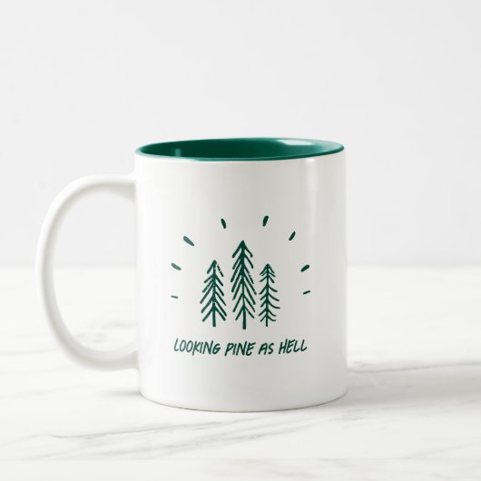 Funny Looking Pine Trees Holiday Weihnachtspuff Zweifarbige Tasse (Links)