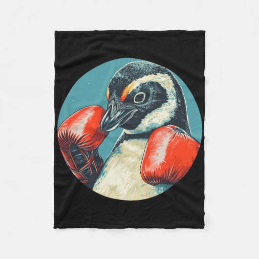 Funny Looking Pinguin mit Boxhandschuhen Kostüm Fleecedecke (Vorderseite)