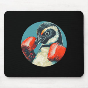 Funny Looking Pinguin mit Boxhandschuhen Kostüm Mousepad