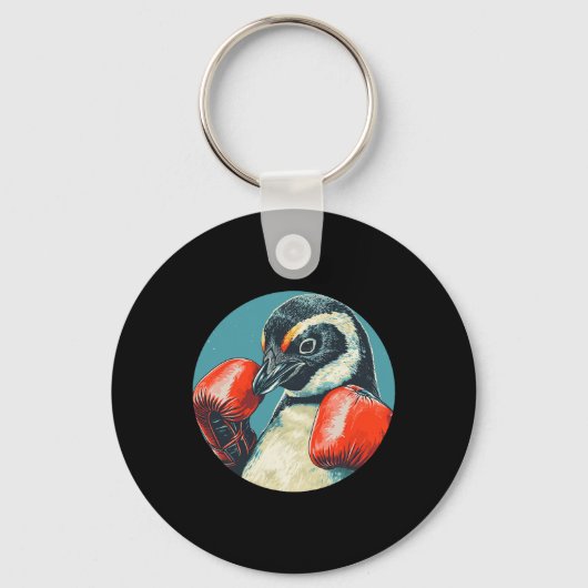 Funny Looking Pinguin mit Boxhandschuhen Kostüm Schlüsselanhänger (Vorderseite)
