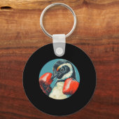 Funny Looking Pinguin mit Boxhandschuhen Kostüm Schlüsselanhänger (Vorderseite)