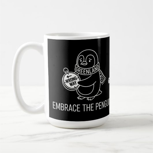 Funny Lost Greenland Penguin Embrace the Wrong Way Kaffeetasse (Links)