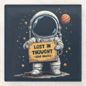 Funny Lost in Thought Astronaut Space Illustration Glasuntersetzer (Vorderseite)