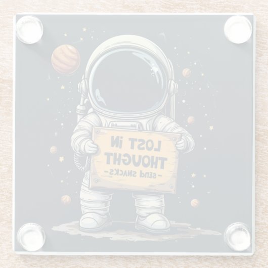 Funny Lost in Thought Astronaut Space Illustration Glasuntersetzer (Rückseite)