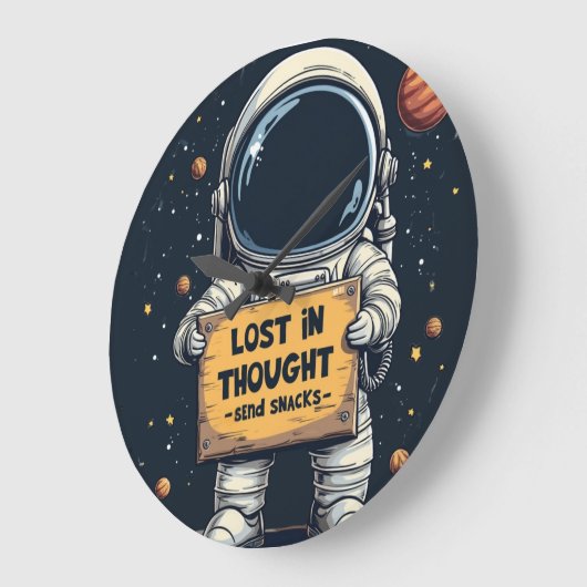 Funny Lost in Thought Astronaut Space Illustration Große Wanduhr (Winkel)