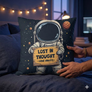 Funny Lost in Thought Astronaut Space Illustration Kissen