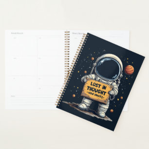 Funny Lost in Thought Astronaut Space Illustration Planer