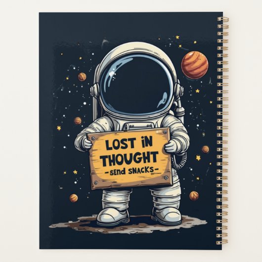 Funny Lost in Thought Astronaut Space Illustration Planer (Rückseite)