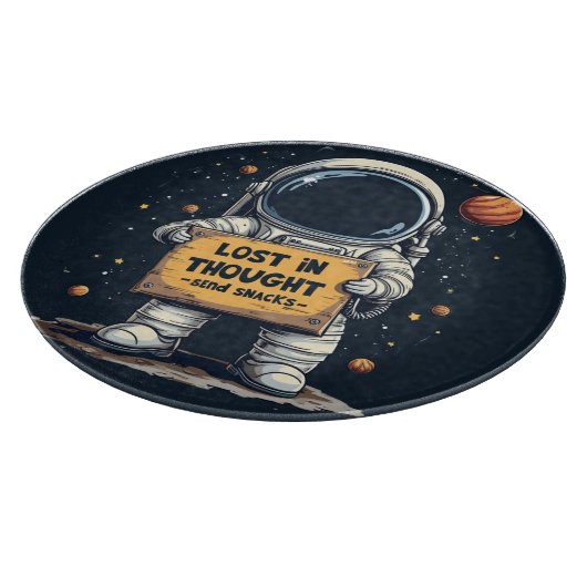 Funny Lost in Thought Astronaut Space Illustration Schneidebrett (Ecke)