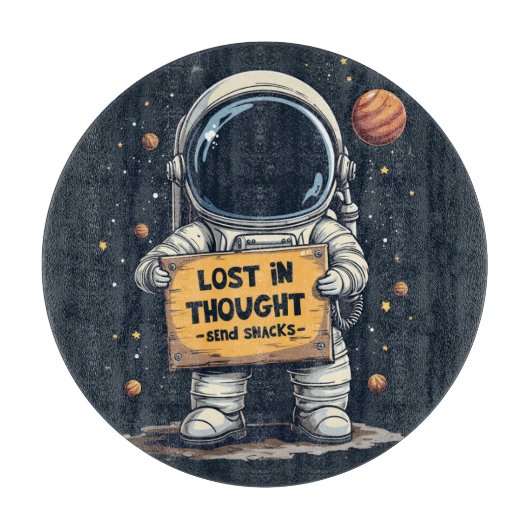 Funny Lost in Thought Astronaut Space Illustration Schneidebrett (Vorderseite)