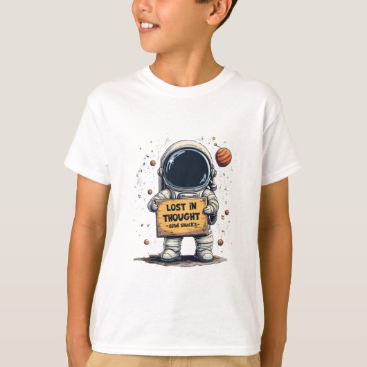 Funny Lost in Thought Astronaut Space Illustration T-Shirt (Vorderseite)