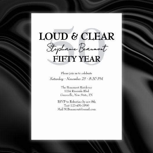 Funny Loud and Clear 50th birthday invitation Einladung