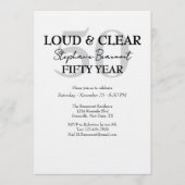 Funny Loud and Clear 50th birthday invitation Einladung (Vorderseite)