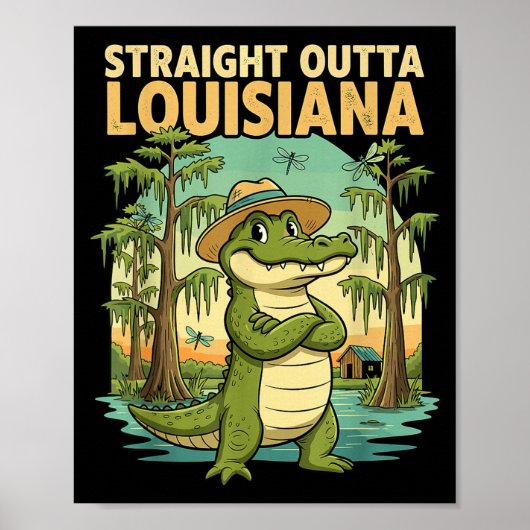 Funny Louisiana Alligator Retro Wildlife Travel Ba Poster (Vorne)