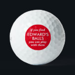 Funny Love Ball Zitat mit benutzerdefinierten Farb<br><div class="desc">Funny Novelty Golf Balls mit Typ Gag Gift Spaß Reading "wenn Sie meine Bälle, können Sie mit ihnen spielen" personalisiert mit ihrem Namen in rot und weiß. Custom Golf Balls sind ein tolles Geschenk für Papa, wenn Sie diese Art von groben Spaß teilen, oder ein großer Bachelor-Party-Gefallen für den Typ,...</div>