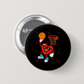 Funny Love Basketball Heart Shape Happy Valentine' Button (Vorne & Hinten)