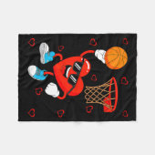 Funny Love Basketball Heart Shape Happy Valentine' Fleecedecke (Vorderseite (Horizontal))