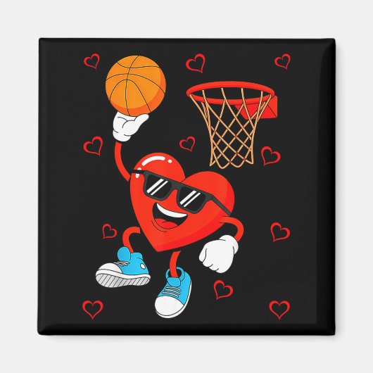 Funny Love Basketball Heart Shape Happy Valentine' Magnet (Vorne)
