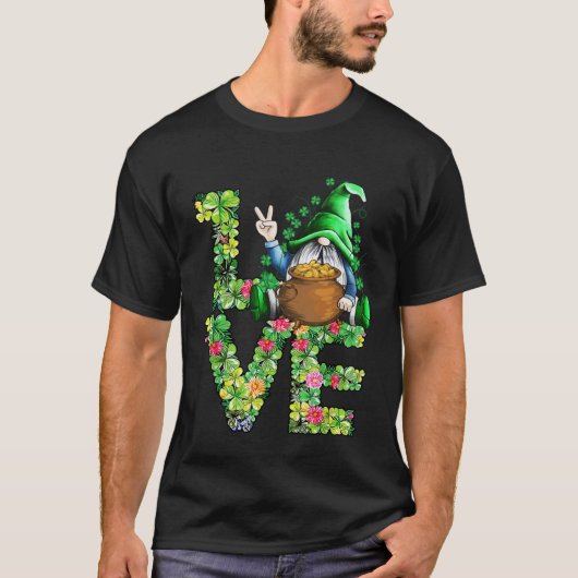 Funny LOVE Gnomes Irish Shamrock St Patrick's Day T-Shirt (Vorderseite)