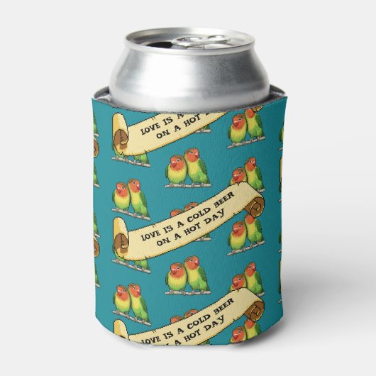 Funny Lovebirds Liebe ist ein kaltes Bier an einem Dosenkühler (Kanne Vorderseite)