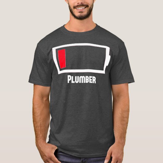 Funny Low Battery Occupation Job Work Plumber T-Shirt (Vorderseite)