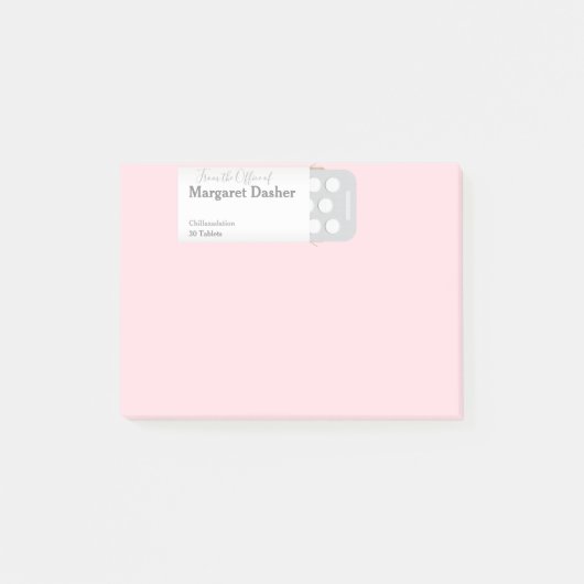 Funny Lt Pink Chillaxadation 30 Tablettenpackung Post-it Klebezettel (Vorderseite)