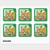 Funny LTCartoons Pineapple Pizza Comic Crafting  Quadratischer Aufkleber (Blatt)