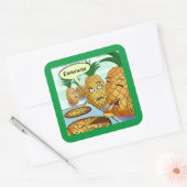 Funny LTCartoons Pineapple Pizza Comic Crafting  Quadratischer Aufkleber (Umschlag)