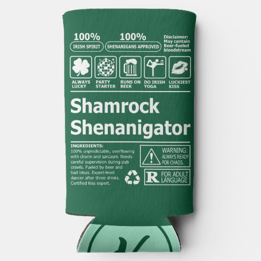 Funny Lucky Irish Kleeblatt St Patricks Day Selters Dosenkühler (Rückseite)