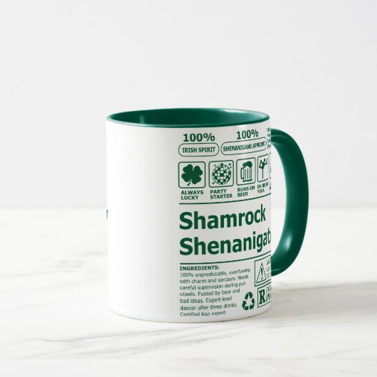 Funny Lucky Irish Kleeblatt St Patricks Day Tasse (VorderseiteRechts)