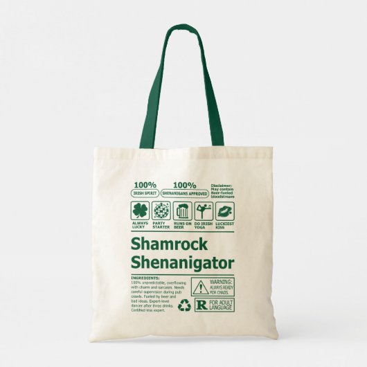 Funny Lucky Irish Kleeblatt St Patricks Day Tragetasche (Rückseite)