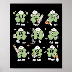 Funny Lucky Kleeblatt Nurse St Pattys Day Icu Nurs Poster