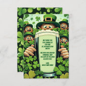 Funny Lucky Leprechauns St. Patrick's Day Party Dankeskarte (Vorne/Hinten)