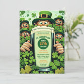 Funny Lucky Leprechauns St. Patrick's Day Party Einladung (Stehend Vorderseite)