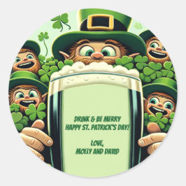 Funny Lucky Leprechauns St. Patrick's Day Party Runder Aufkleber