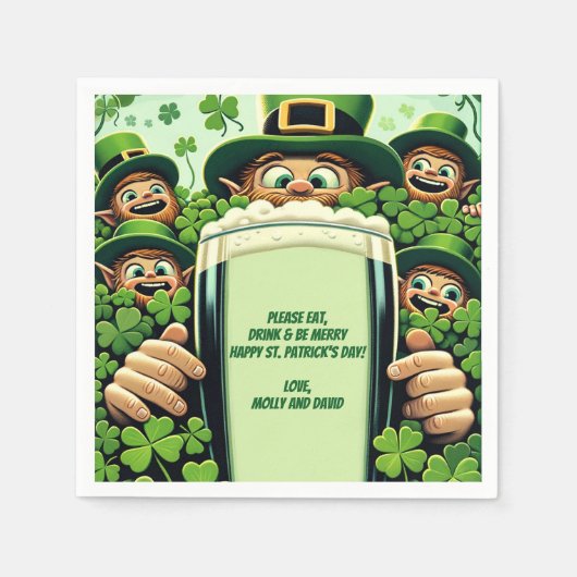 Funny Lucky Leprechauns St. Patrick's Day Party Serviette (Vorderseite)