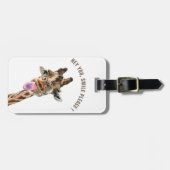 Funny Luggage Tag Playful Giraffe - Custom Text Gepäckanhänger (Vorderseite horizontal)