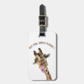 Funny Luggage Tag Playful Giraffe - Custom Text Gepäckanhänger (Vorderseite vertikal)