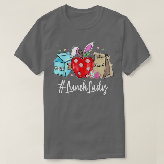 Funny Lunch Lady Bunny Apple Cafeteria Happy Easte T-Shirt (Design vorne)