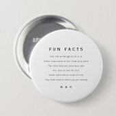 Funny, lustige Fakten minimalistische Hochzeit Button (Vorne & Hinten)