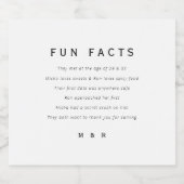 Funny, lustige Fakten minimalistische Hochzeit Schaumweinetikett (Einzelnes Label)