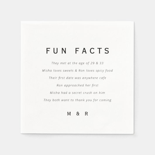 Funny, lustige Fakten minimalistische Hochzeit Serviette (Vorderseite)
