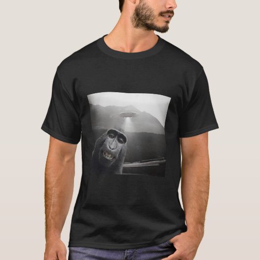 Funny Macaque Monkey Selfie Lovers Alien Ufo Selfi T-Shirt (Vorderseite)