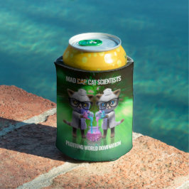 Funny Mad Cat Scientists planen Weltherrschaft Dosenkühler