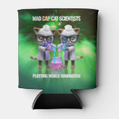 Funny Mad Cat Scientists planen Weltherrschaft Dosenkühler (Vorderseite)