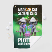 Funny Mad Cat Scientists planen Weltherrschaft Golfhandtuch (Insitu)