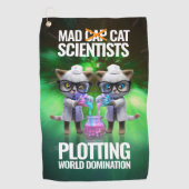 Funny Mad Cat Scientists planen Weltherrschaft Golfhandtuch (Vorderseite)