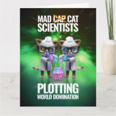 Funny Mad Cat Scientists planen Weltherrschaft Karte (Vorderseite)