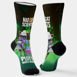 Funny Mad Cat Scientists planen Weltherrschaft Socken