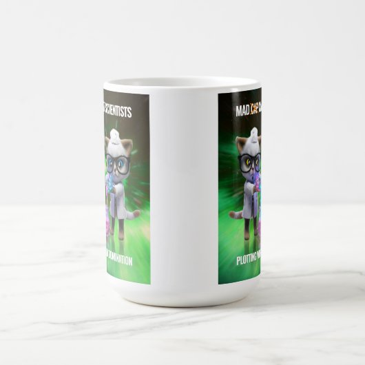 Funny Mad Cat Scientists planen Weltherrschaft Verwandlungstasse (Zentrum)